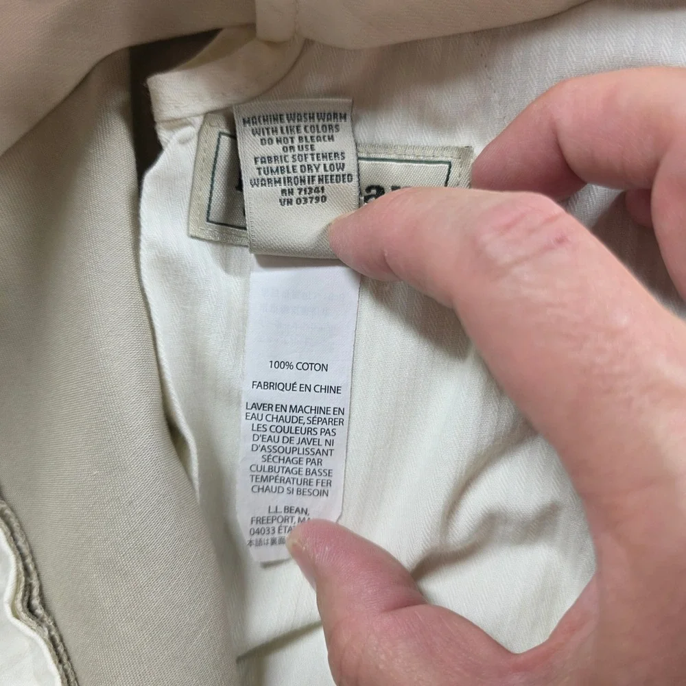 LL Bean Chino Pants Men 37 Khaki Comfort Waist Flat Front Cotton 262555 Lot of 2